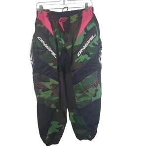 O'NEAL Motocross pants Kids 7/8 Green Camo Pink Hip pads‎ Nylon Waterproof